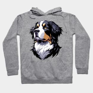 Stunning and Cool Bernese Mountain Dog Monochrome and Gold Portrait for Father's Day Hoodie